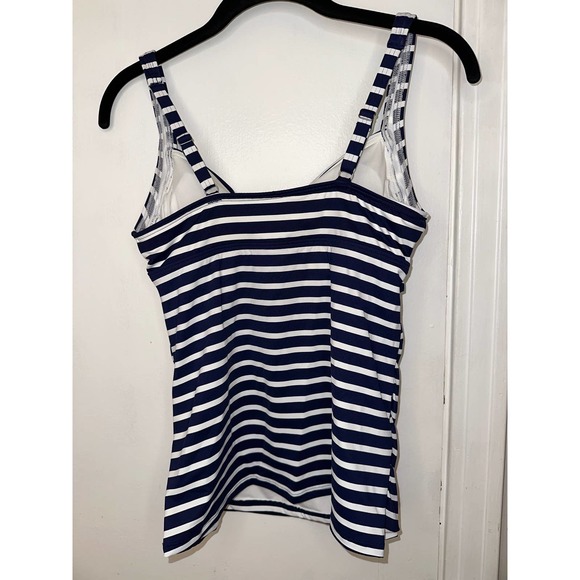 Lands’ End Navy/white tankini and swim shorts - Picture 4 of 10